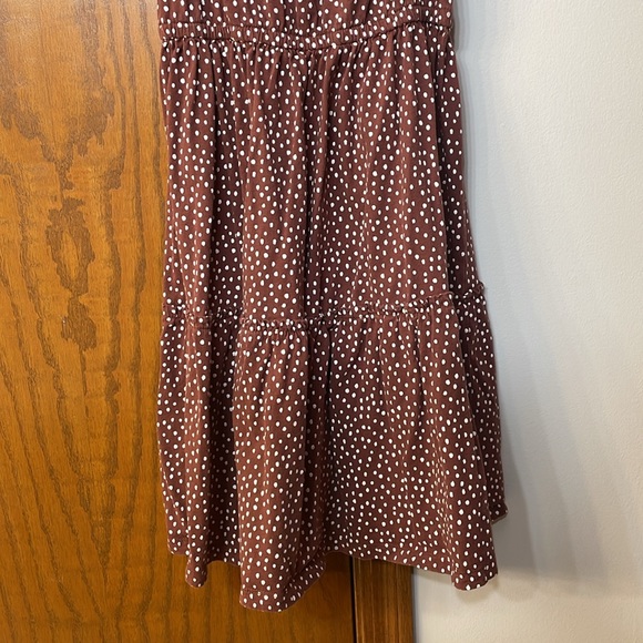 CARTERS UEC Girls Size 7 Brown White Polka Dot Tiered Midi Dress - Picture 4 of 13
